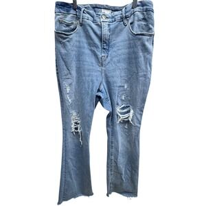 Good American Distressed Jeans Women's 18 High Rise Raw Hem Stretch Denim